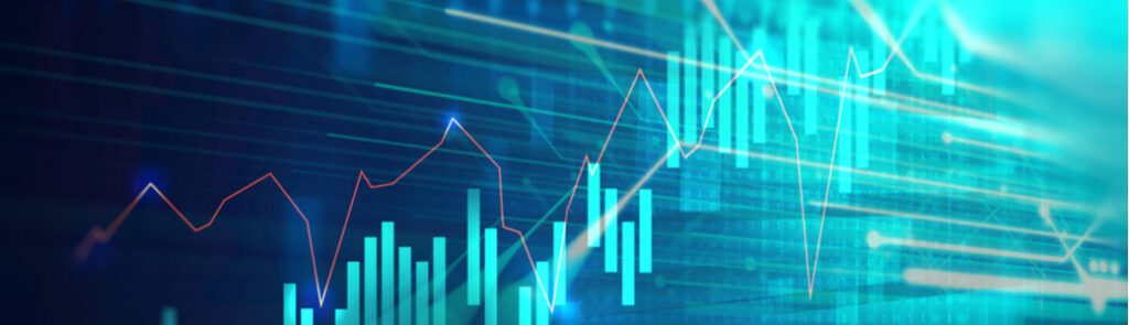 Financial stock market graph on an abstract background.