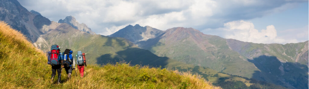 A group of people hiking.