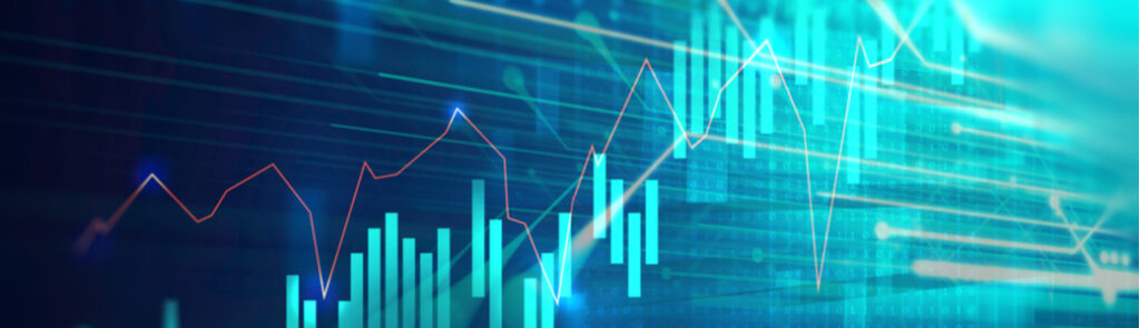 Financial stock market graph on an abstract background.