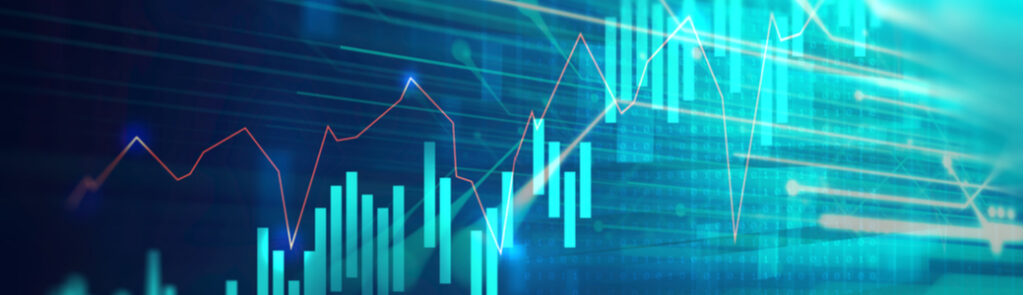 Financial stock market graph on an abstract background.