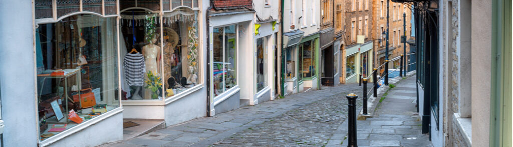 A high street in the UK.