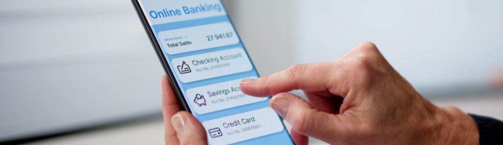 A person using an online banking app.