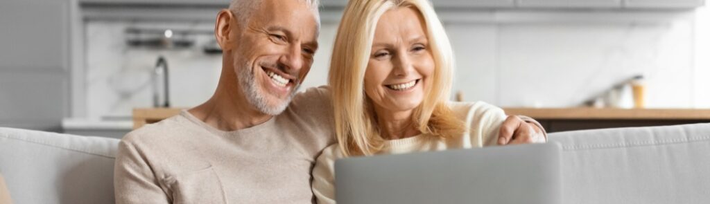 Happy couple shopping online