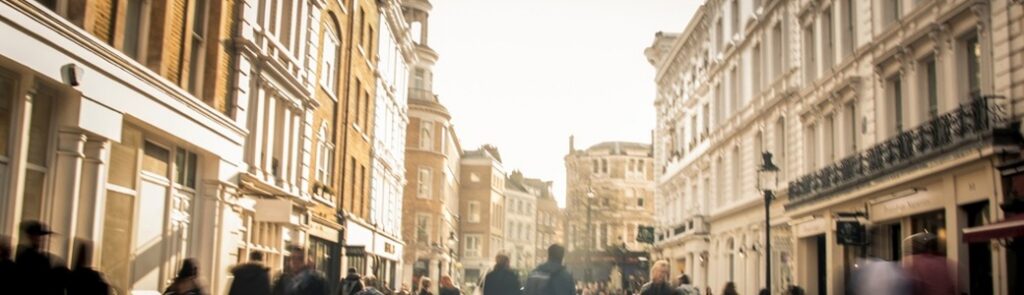 A busy high street.